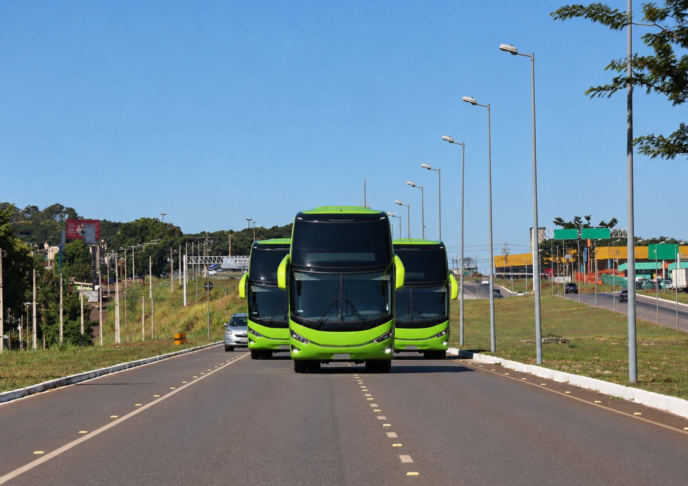 Immagine rappresentativa di una flotta di autobus in viaggio